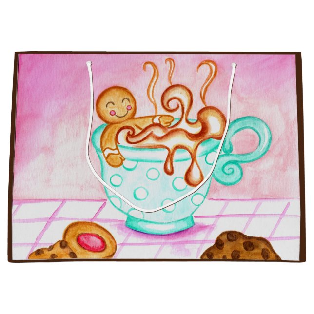 Sacola Para Presentes Grande Gingerbread Coffee Gift Bag (Frente)