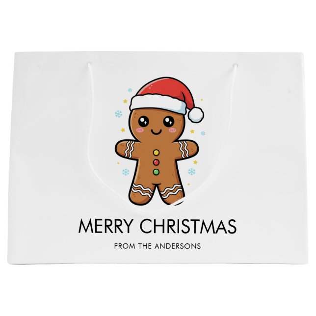 Sacola Para Presentes Grande Gingerpão bonito com Natal (Frente)