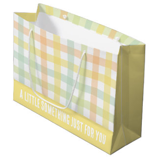 Sacola Para Presentes Grande Gingham Moderno do Pastel Azul Verde Laranja Amare