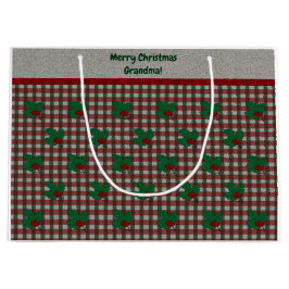 Sacola Para Presentes Grande Gingham Natal 1940 - Personalizado