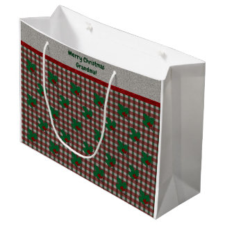 Sacola Para Presentes Grande Gingham Natal 1940 - Personalizado