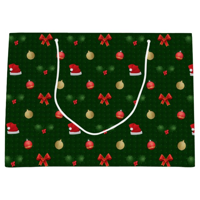 Sacola Para Presentes Grande Gingham Navidad Ornaments (Frente)