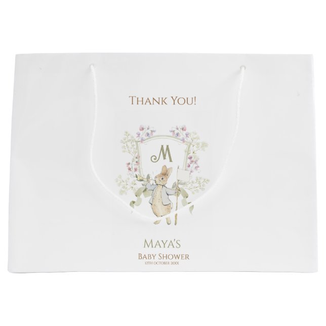 Sacola Para Presentes Grande Gingham Peter o Chá de fraldas do Monograma do Coe (Frente)