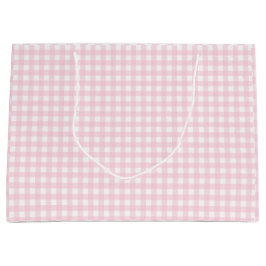 Sacola Para Presentes Grande Gingham rosa pastel