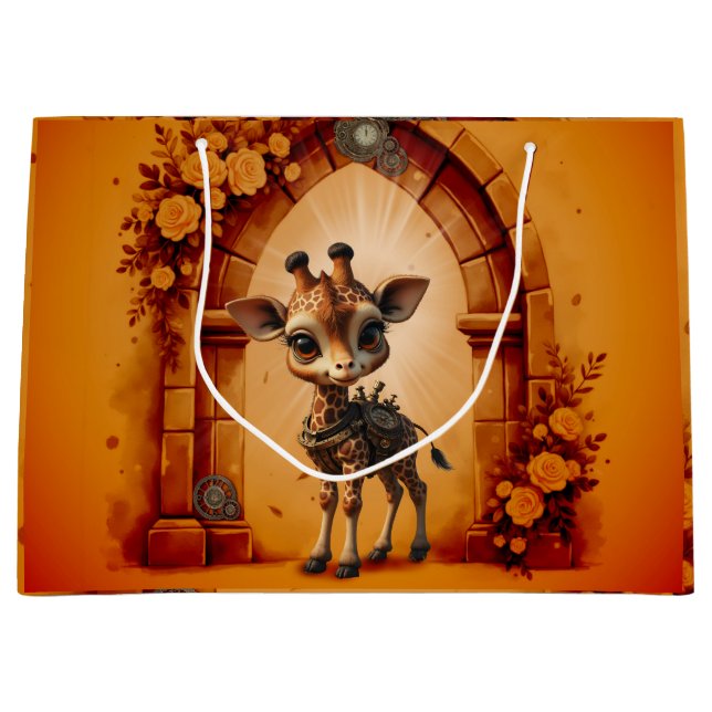 Sacola Para Presentes Grande Girafa bebê em desenho animado (Frente)