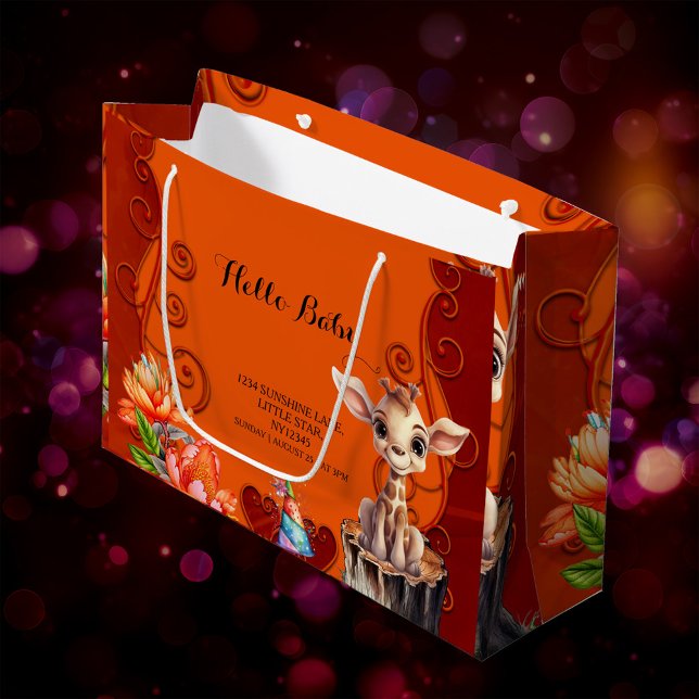 Sacola Para Presentes Grande Girafa doce (Sweet giraffe)