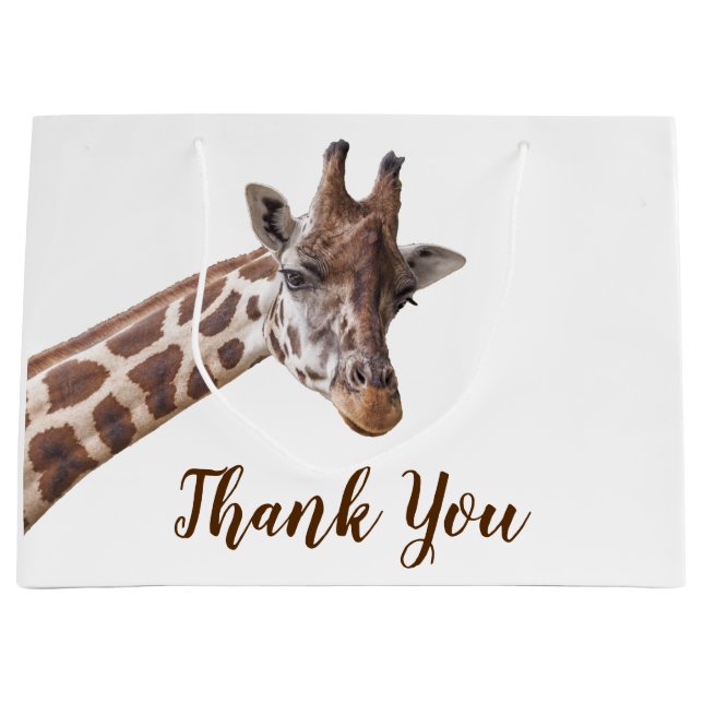 Sacola Para Presentes Grande Giraffe Obrigado (Frente)