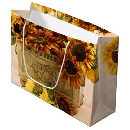 Sacola Para Presentes Grande Girassóis De Laranja No Soquete De Tin