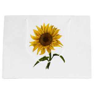 Sacola Para Presentes Grande Girassol Flor de Aquarela Floral Luz do Sol