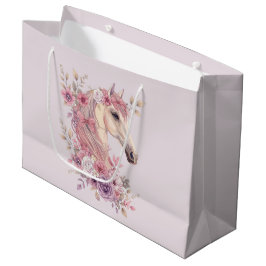 Sacola Para Presentes Grande Girls Pretty Ponies Pastel Floral Horse