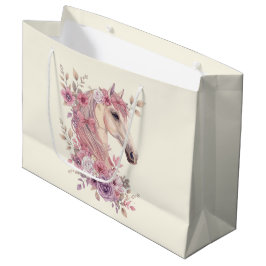 Sacola Para Presentes Grande Girls Pretty Ponies Pastel Floral Horse