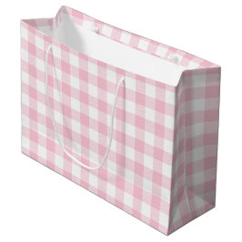 Sacola Para Presentes Grande Girly Pastel Pink Gingham Xadrez