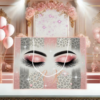 Sacola Para Presentes Grande Glam Cor-de-Rosa Glaufragante Eyelashes Monograma