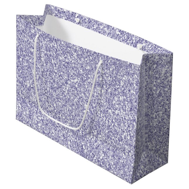 Sacola Para Presentes Grande Glam Lavanda Lilac Purple Glitter          (Frente inclinada)