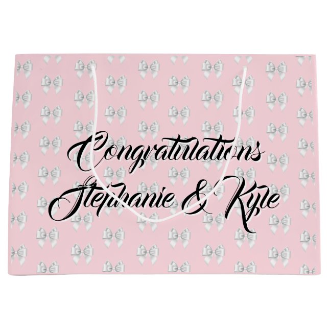 Sacola Para Presentes Grande Glam Rosa Nome Personalizado Tiffany Parabéns (Frente)