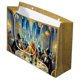 Sacola Para Presentes Grande Glamor e Glitz Vintage, Saco de Presente de Ano No