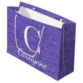 Sacola Para Presentes Grande Glitter de Faux Purple Personalizado Girassol