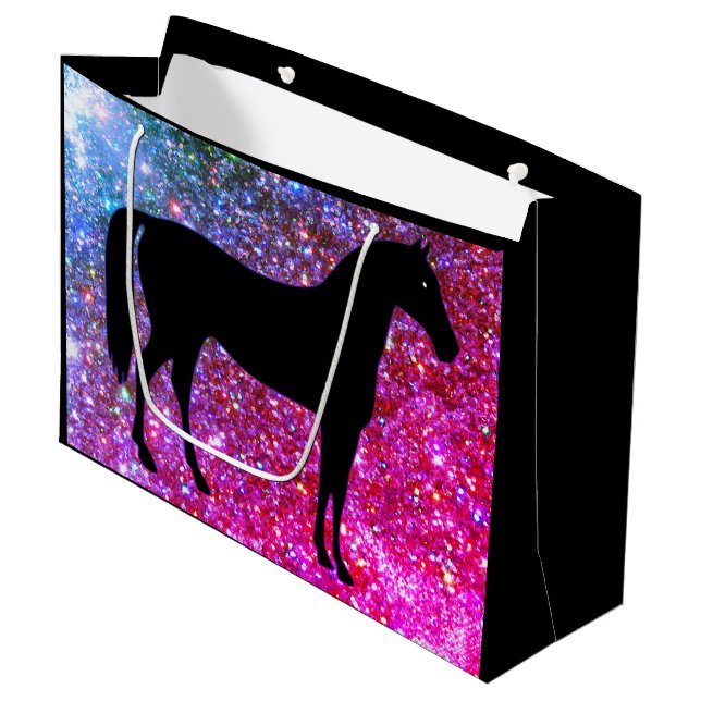 Sacola Para Presentes Grande Glitter Horse Lover Gift Bag (Frente inclinada)
