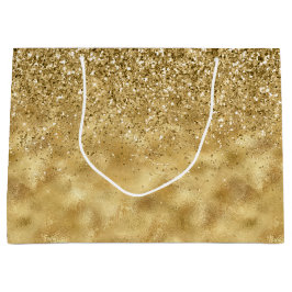 Sacola Para Presentes Grande Glitter Sparkle Dourado           