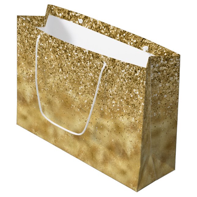 Sacola Para Presentes Grande Glitter Sparkle Dourado            (Frente inclinada)