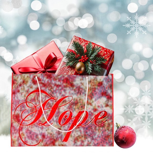 Sacola Para Presentes Grande Glitz in Peppermint  (Crushed peppermint candy, and holiday greeting, conveys a nostalgic vision of Christmas!)