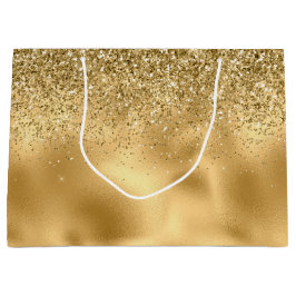 Sacola Para Presentes Grande Glitzy Dourado Glam Glitter Sparkle    