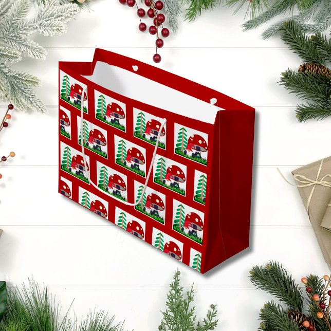 Sacola Para Presentes Grande Gnomo Bonito Em Casa (Criador carregado)