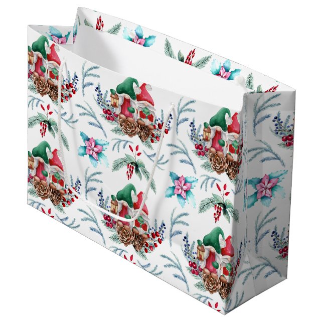 Sacola Para Presentes Grande Gnomo Christmas (Frente inclinada)