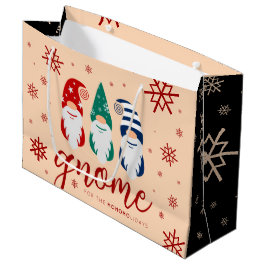 Sacola Para Presentes Grande Gnomo de Natal do Holidays Snowflakes