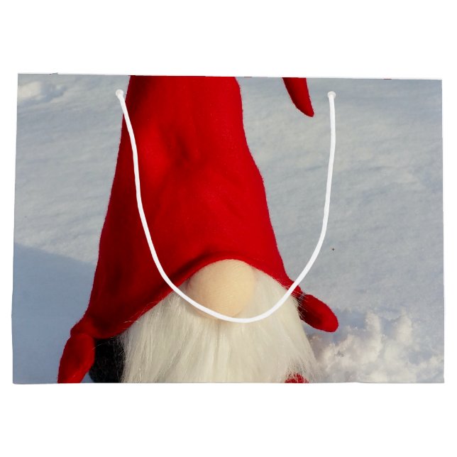 Sacola Para Presentes Grande Gnomo escandinavo do Natal (Verso)