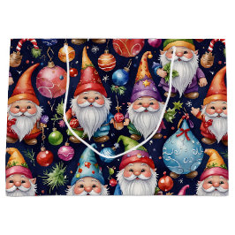 Sacola Para Presentes Grande Gnomos de Natal