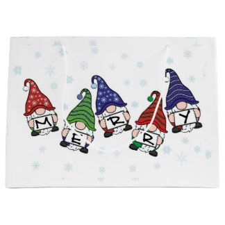 Sacola Para Presentes Grande Gnomos dispersos por feliz