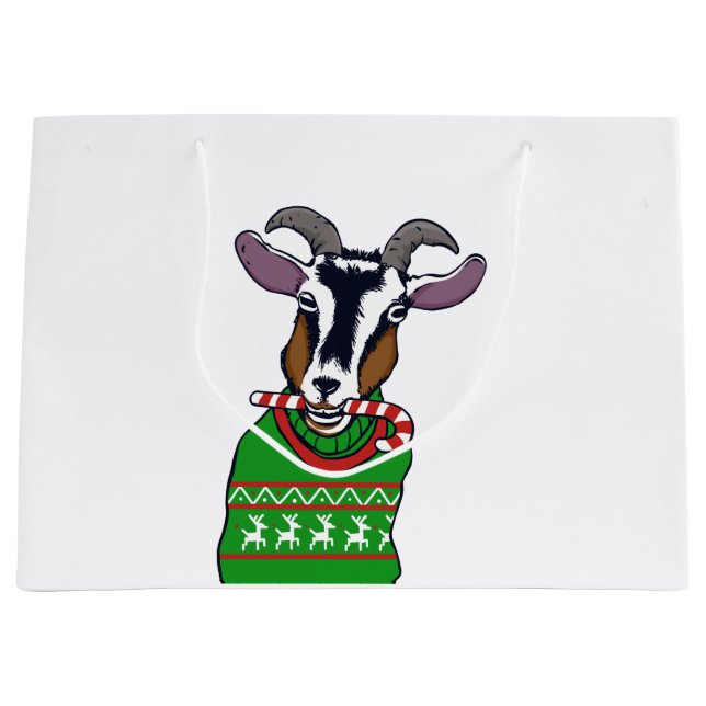 Sacola Para Presentes Grande Goat Christmas Sweater (Frente)