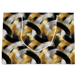 Sacola Para Presentes Grande Gold Silver Black Christmas Celebration