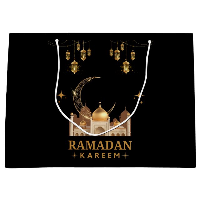 Sacola Para Presentes Grande Golden Floral Ramadan Kareem Celebration (Frente)