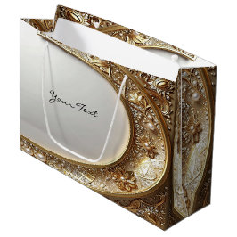 Sacola Para Presentes Grande Golden Ornate Frame Gift Bag