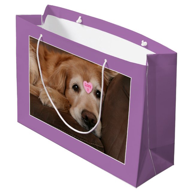 Sacola Para Presentes Grande Golden retriever algum amor U da ocasião (Verso inclinado)
