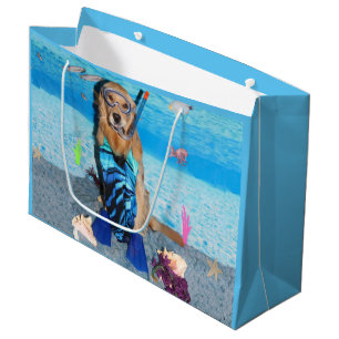 Sacola Para Presentes Grande Golden retriever Snorkeler