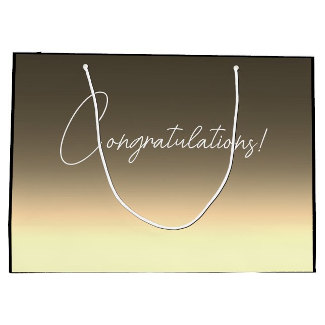 Sacola Para Presentes Grande Golden yellow beige ombre gradient (Verso)