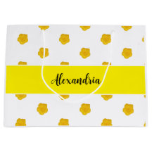 Golden Yellow Wildflower Monogram Name Gift Bag