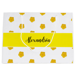 Sacola Para Presentes Grande Golden Yellow Wildflower  Monogram Name Gift Bag