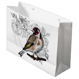 Sacola Para Presentes Grande Goldfinch e rosas