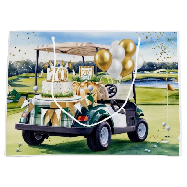 Sacola Para Presentes Grande Golf 70th Birthday for golfer  (Frente)