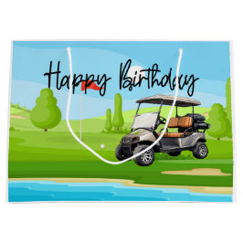 Sacola Para Presentes Grande Golf Birthday com aquarela de golfe