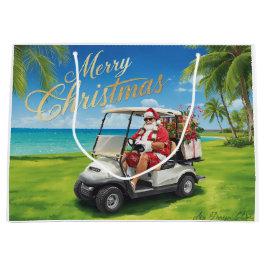 Sacola Para Presentes Grande Golf com tema de Natal com Papai Noel no Havaí