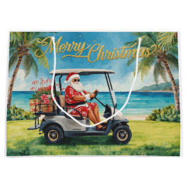 Sacola Para Presentes Grande Golf com tema de Natal com Papai Noel no Havaí