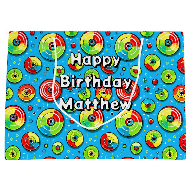 Sacola Para Presentes Grande Golfe de Disco Azul, Verde e Vermelho foi o próxim (Frente)