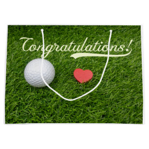 Sacola Para Presentes Grande Golfe Parabéns bola de golfe com amor ao verde
