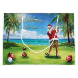 Sacola Para Presentes Grande Golfe tema de Natal com Papai Noel