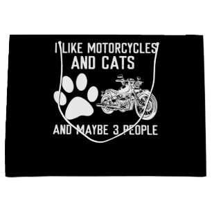 Sacola Para Presentes Grande Gosto De Motociclos E Gatos De Arte Engraçada